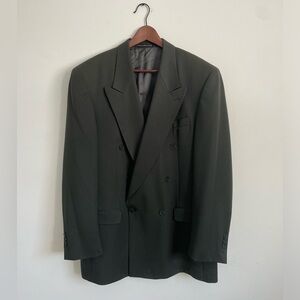 Gabardine Wool Custom Double-Breasted Suit Jacket Sport Coat Sage Greenish Grey